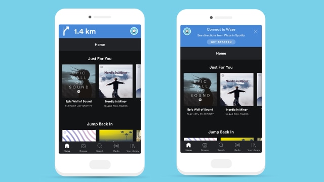 Fitur Waze dalam aplikasi Spotify. (Foto: blog.waze.com)