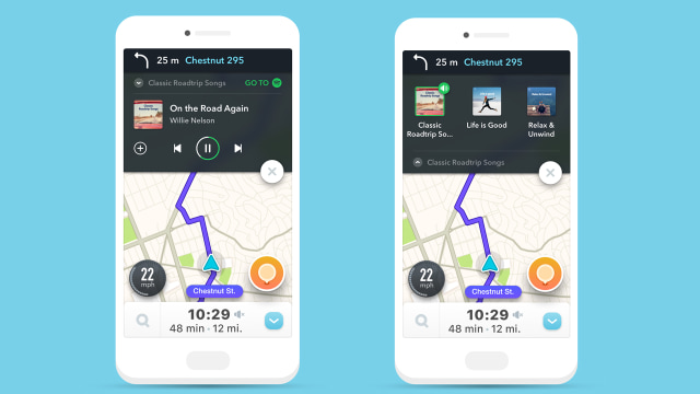 Fitur Spotify dalam aplikasi Waze. (Foto: blog.waze.com)