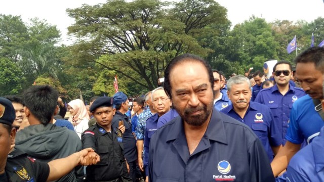 Surya Paloh Tiba di Lokasi Deklarasi. (Foto: Ainul Qalbi/kumparan)