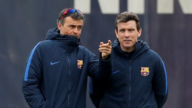 Enrique (kiri) dan Unzue (kanan). (Foto: Albert Gea/Reuters)