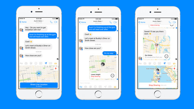 Fitur Live Location di Facebook Messenger. (Foto: Facebook)