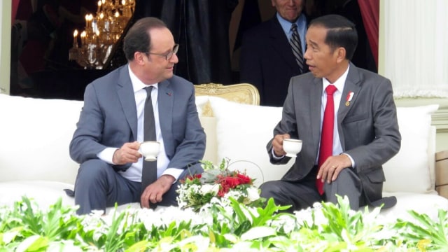 Presiden Jokowi dan Presiden François Hollande. (Foto: Yudhistira Amran Saleh/kumparan)