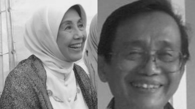 Nani Wijaya dan Ajip Rosidi (Foto: Sari Kusuma Dewi dan Wikipedia)
