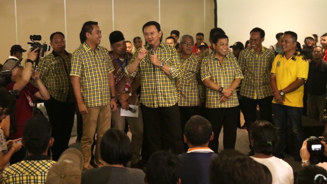 Ahok dan Setnov di acara pelatihan saksi TPS  (Foto: Fanny Kusumawardhani/kumparan)