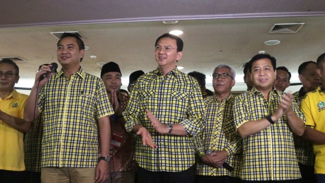 Ahok dan Setnov di acara pelatihan saksi TPS  (Foto: Fanny Kusumawardhani/kumparan)