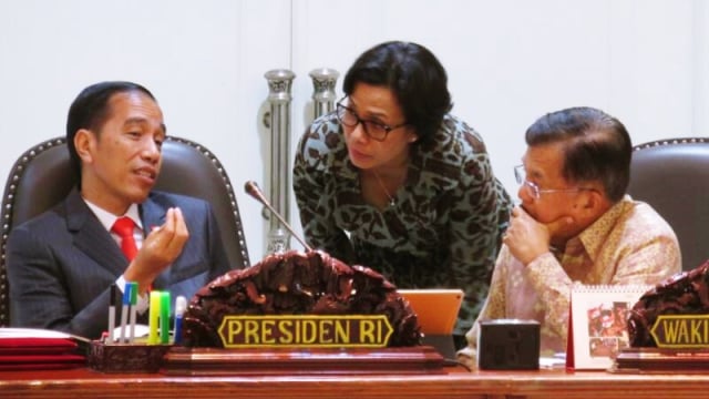 Jokowi dan Sri Mulyani di Istana. (Foto: Yudhistira Amran Saleh/kumparan)