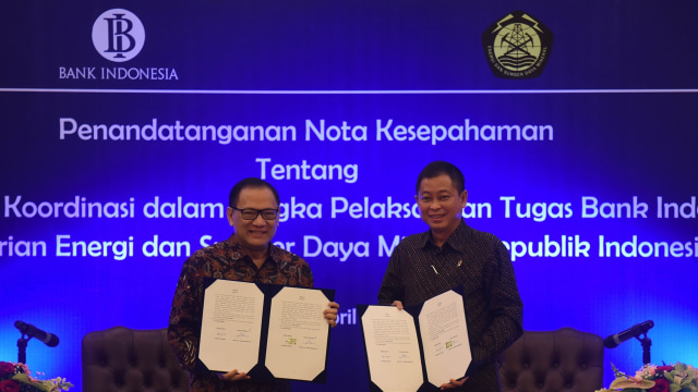 Kerja sama BI dan Kementerian ESDM (Foto: Antara/Akbar Nugroho Gumay)
