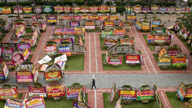 Karangan bunga untuk Ahok di Balai Kota (Foto: Fanny Kusumawardhani/kumparan)