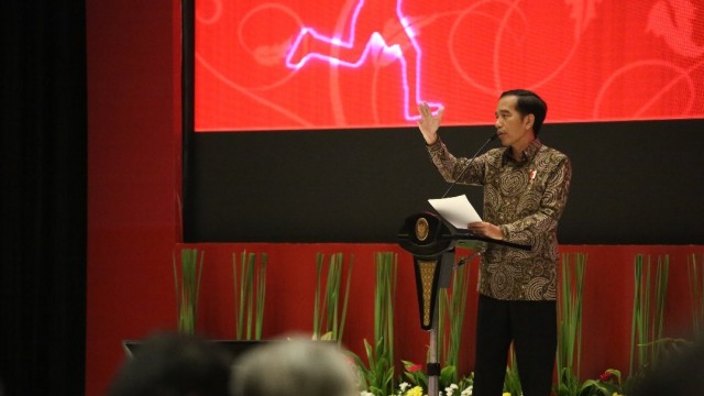 Jokowi memberikan sambutan di Musrenbangnas 2017 (Foto: Dok. Bappenas)