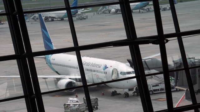 Garuda Indonesia di Terminal 3 Bandara Soetta. Foto: Aditia Noviansyah/kumparan