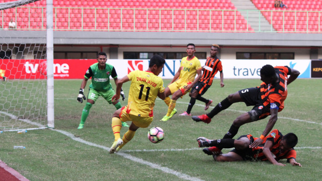 Bhayangkara kala melawan Perseru. (Foto: Risky Andrianto/ANTARA)