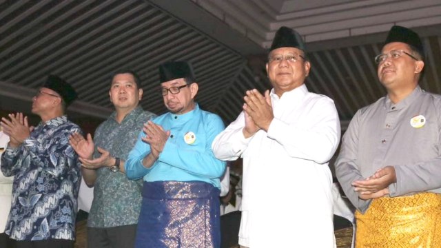 Prabowo dan Hary Tanoe hadiri milad PKS ke-19. (Foto: Fanny Kusumawardhani/kumparan)