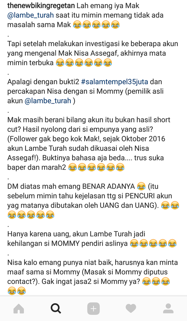 Sindiran untuk Lambe Turah (Foto: Instagram/thenewbikingregetan)