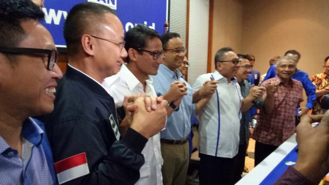 Syukuran Anies-Sandi di PAN. (Foto: Amanaturrosyidah/kumparan)