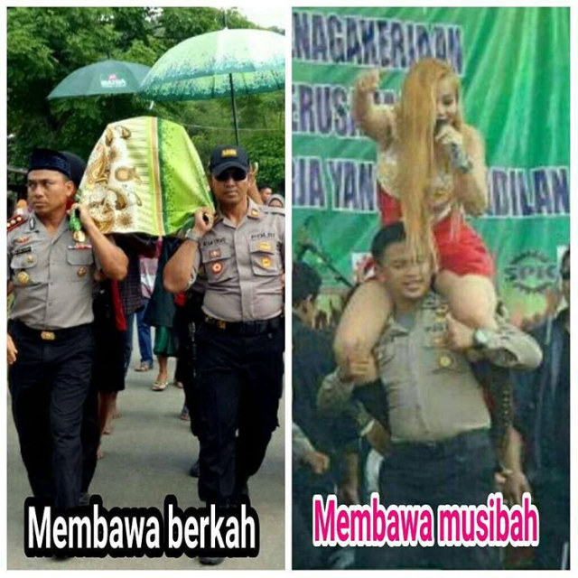 Seorang polisi di Bogor ikut dangdutan (Foto: Instagram/@cirebonkota)
