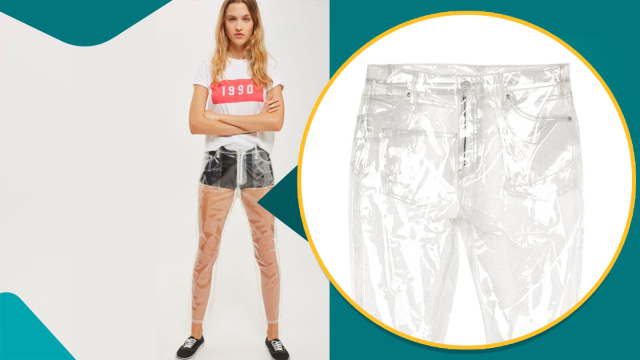 MOTO Clear Plastic Straight Leg Jeans (Foto: Dok. Topshop)