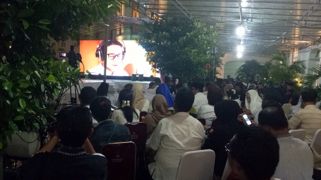 Pidato kebangsaan Anies-Sandi. (Foto: Amanaturrosyidah/kumparan)