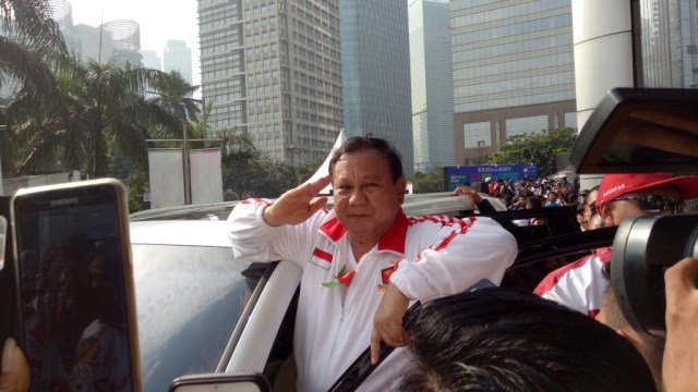 Prabowo ikut datang ke CFD. (Foto: Amanaturrosyidah/kumparan)