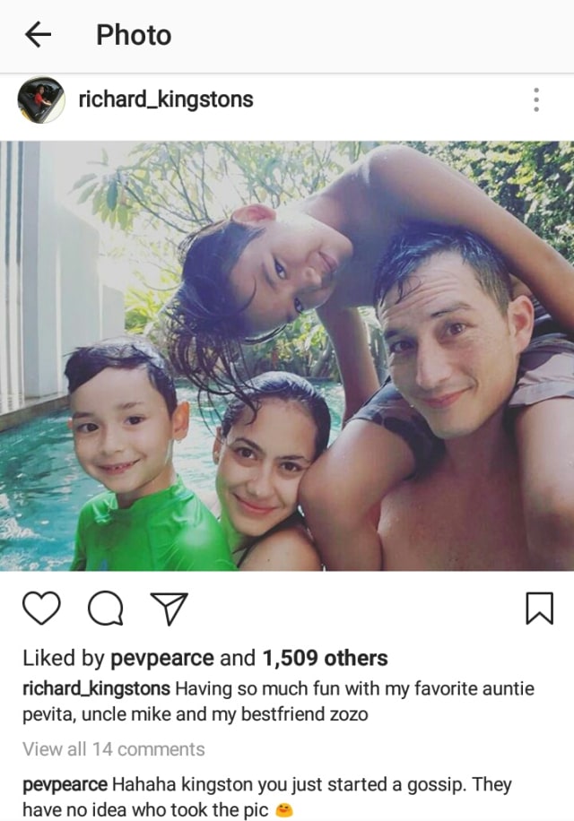 Screenshot Pevita dan Mike berenang bersama (Foto: Instagram @richard_kingstons)