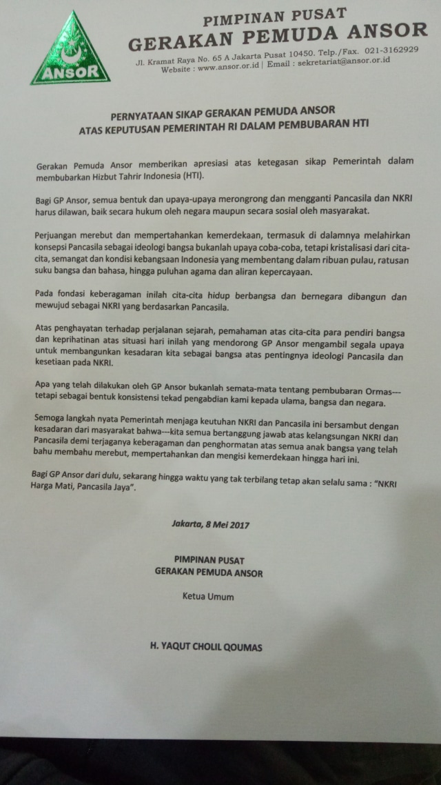 Pernyataan sikap GP Ansor (Foto: Aria Pradana/kumparan)