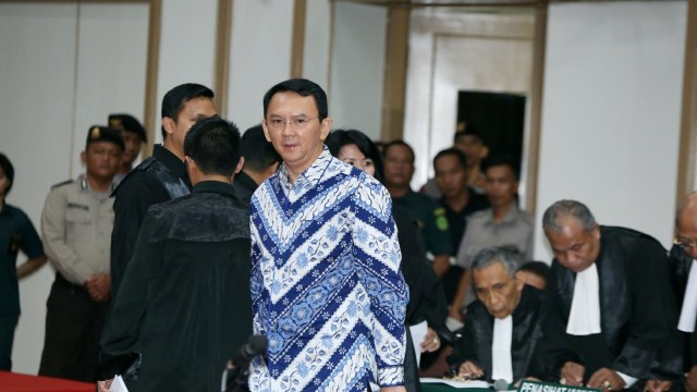 Ahok dalam sidang pembacaan vonis. (Foto: Isra Triansyah/POOL)
