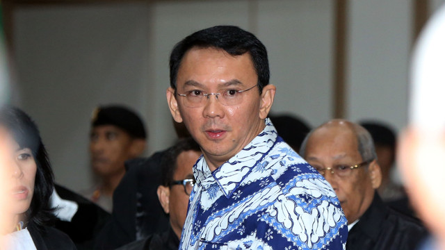Ahok dalam sidang pembacaan vonis. (Foto: Isra Triansyah/POOL)