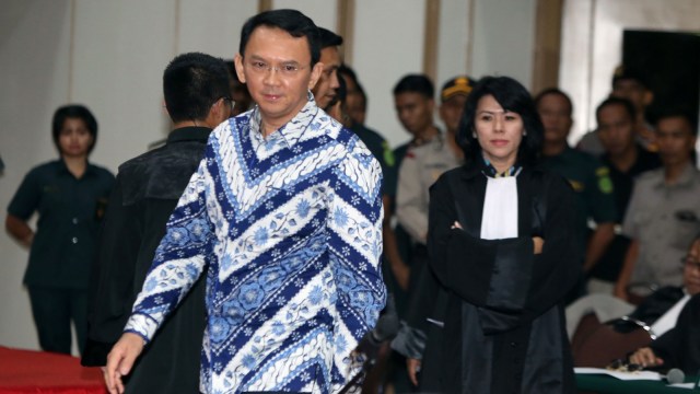Ahok dalam sidang pembacaan vonis. (Foto: Isra Triansyah/POOL)