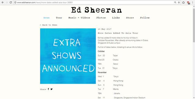 Jadwal konser Ed Sheeran (Foto: www.edsheeran.com)