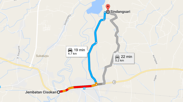 Jembatan Cisokan ke Sindangsari Cianjur (Foto: google maps)
