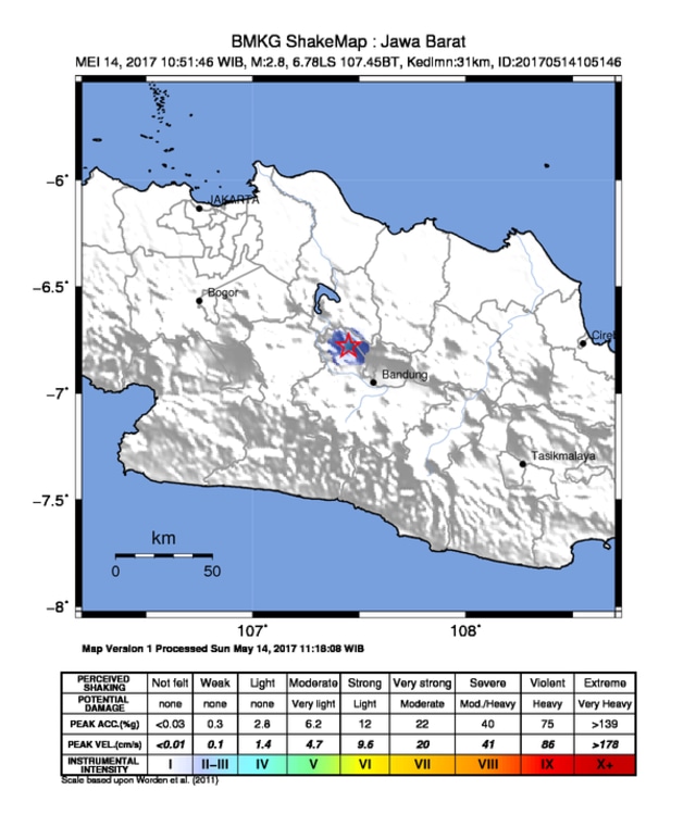 Gempa Bumi di Bandung, Jawa Barat. (Foto: Dok. BMKG)
