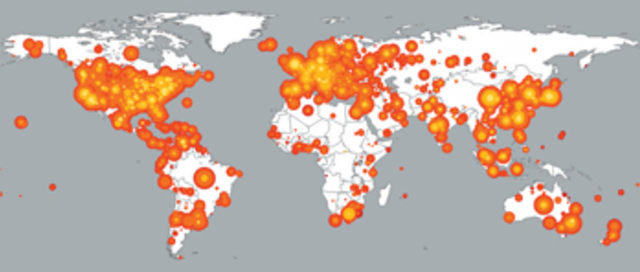 Kawasan yang terserang Virus Slammer. (Foto: mn.cis.iwate-u.ac.jp)
