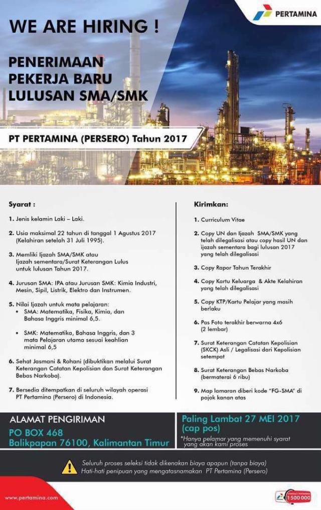 Lowongan kerja di Pertamina. (Foto: Dok. Pertamina)