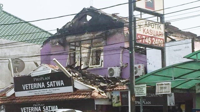Suasana pet shop di Bintaro setelah terbakar (Foto: Dina/pembaca kumparan)