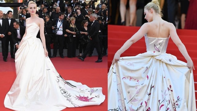 Elle Fanning kenakan gaun unicorn (Foto: Instagram/@screw.it.im.fierce)