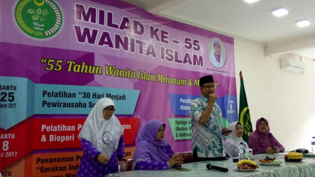 Anies dalam Milad ke-55 Wanita Islam (Foto: Aprilandika Hendra/kumparan)