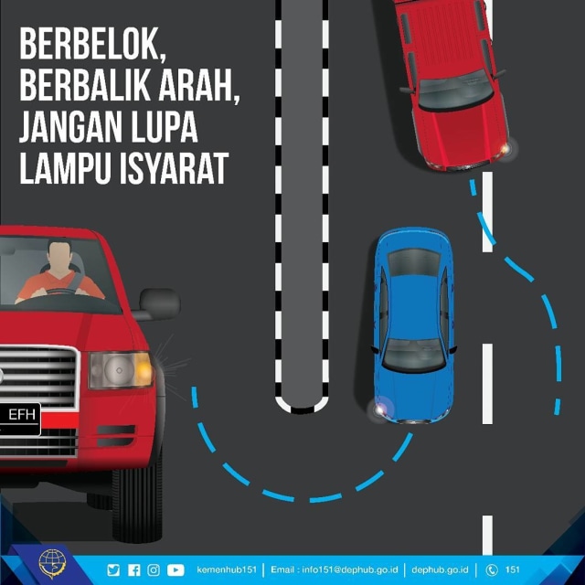 Nyalakan tanda saat berputar atau berbelok (Foto: Instagram/@kemenhub151)