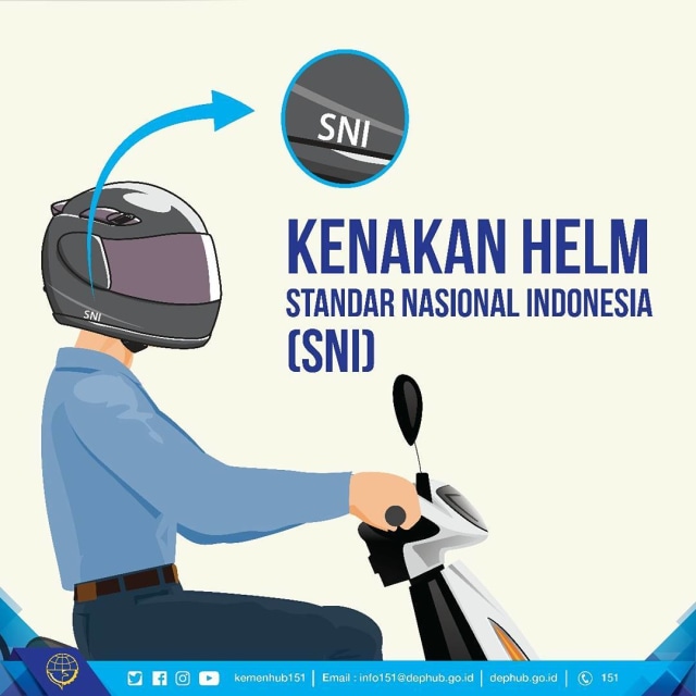 Kenakan Helm (Foto: Instagram/@kemenhub151)