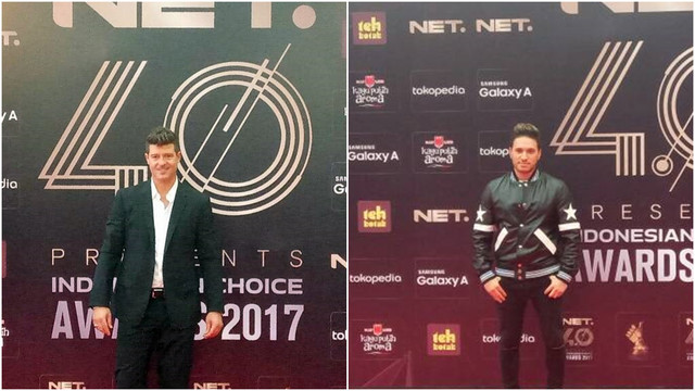Robin Thicke dan Jonas Blue di ICA 2017 Net TV (Foto: Prabarini Kartika/kumparan)
