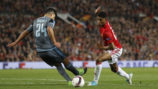 Rashford pada laga melawan Celta. (Foto: Darren Staples/Reuters)