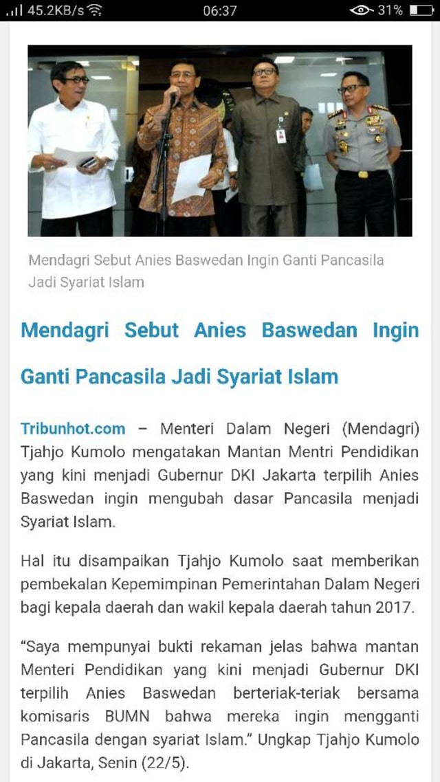 Halaman yang memuat berita hoax. (Foto: Dok. Istimewa)