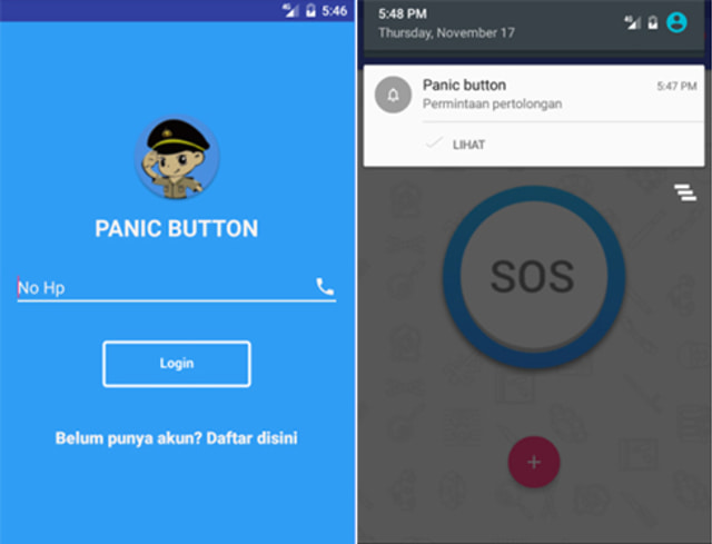 Tampilan aplikasi Panic Button. (Foto: Google Play)