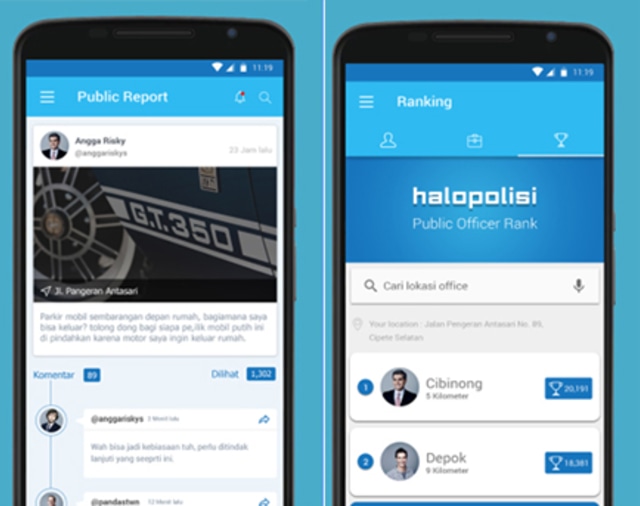 Tampilan aplikasi Halo Polisi. (Foto: Google Play)