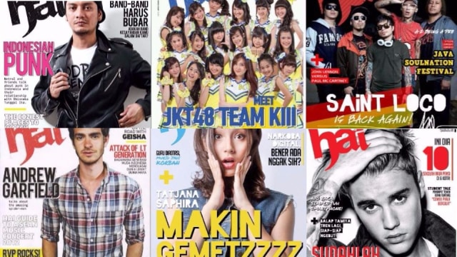 Kumpulan sampul majalah Hai. (Foto: hai.grid.co.id)