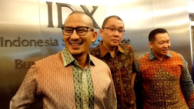 Sandiaga Uno buka perdagangan saham (Foto: Wandha Hidayat/kumparan)