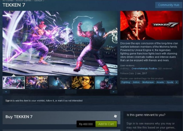 Tekken 7 di Steam Store Hanya dibanderol IDR 460.000 Saja!
