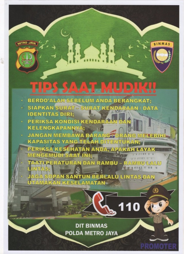 Tips saat mudik dari Polda Metro Jaya (Foto: Dok. Polda Metro Jaya)