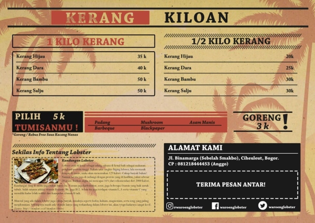 Kuliner Bogor: Tempat Makan Lobster Murah, Rasa Pinggir Pantai (7)