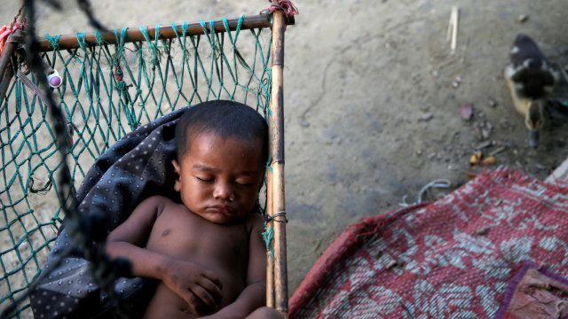 Pengungsi Rohingya di Kyaukpyu Rakhine. (Foto: REUTERS/Soe Zeya Tun)