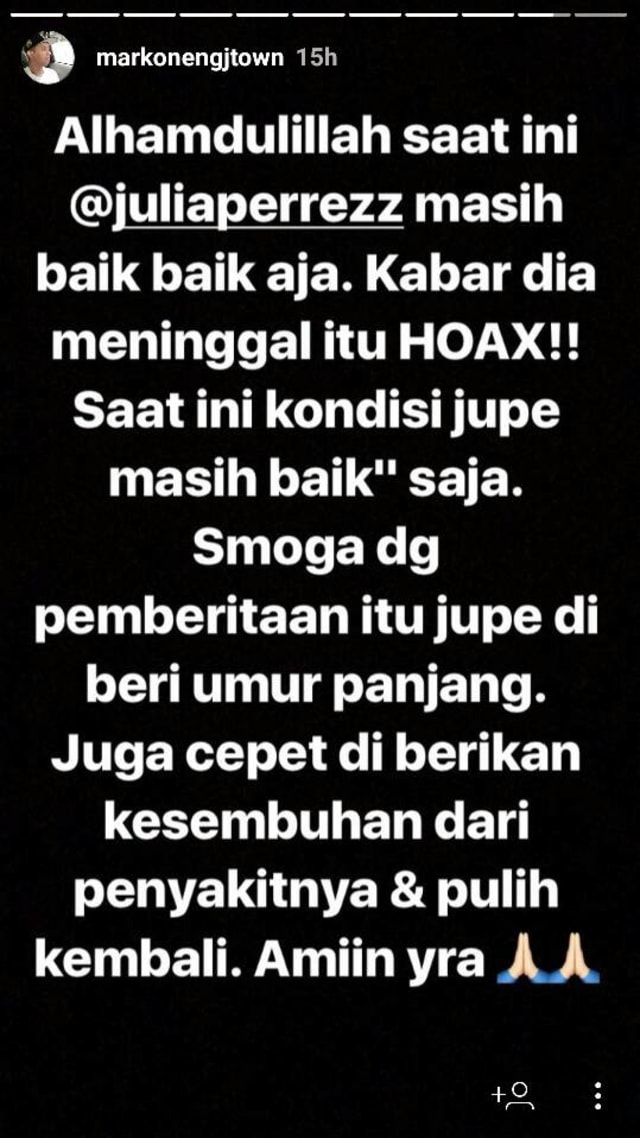 Insta Story Manajer Jupe, Markoneng. (Foto: Instagram/markonengjtown)