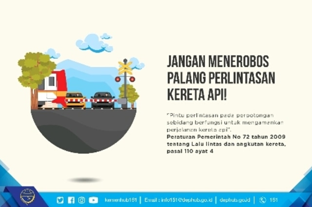 Peraturan menerobos palang kereta api. (Foto: instagram @kemenhub151)